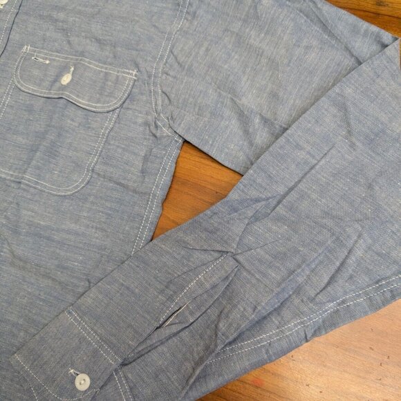 New Ely & Walker Mens Solid Gray/Blue Ultra-Press Western Button Up Shirt Sz 14 - Picture 5 of 16